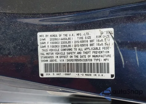 2005 Honda Cr-V Lx from USA, damaged, VIN SHSRD785X5U328709
